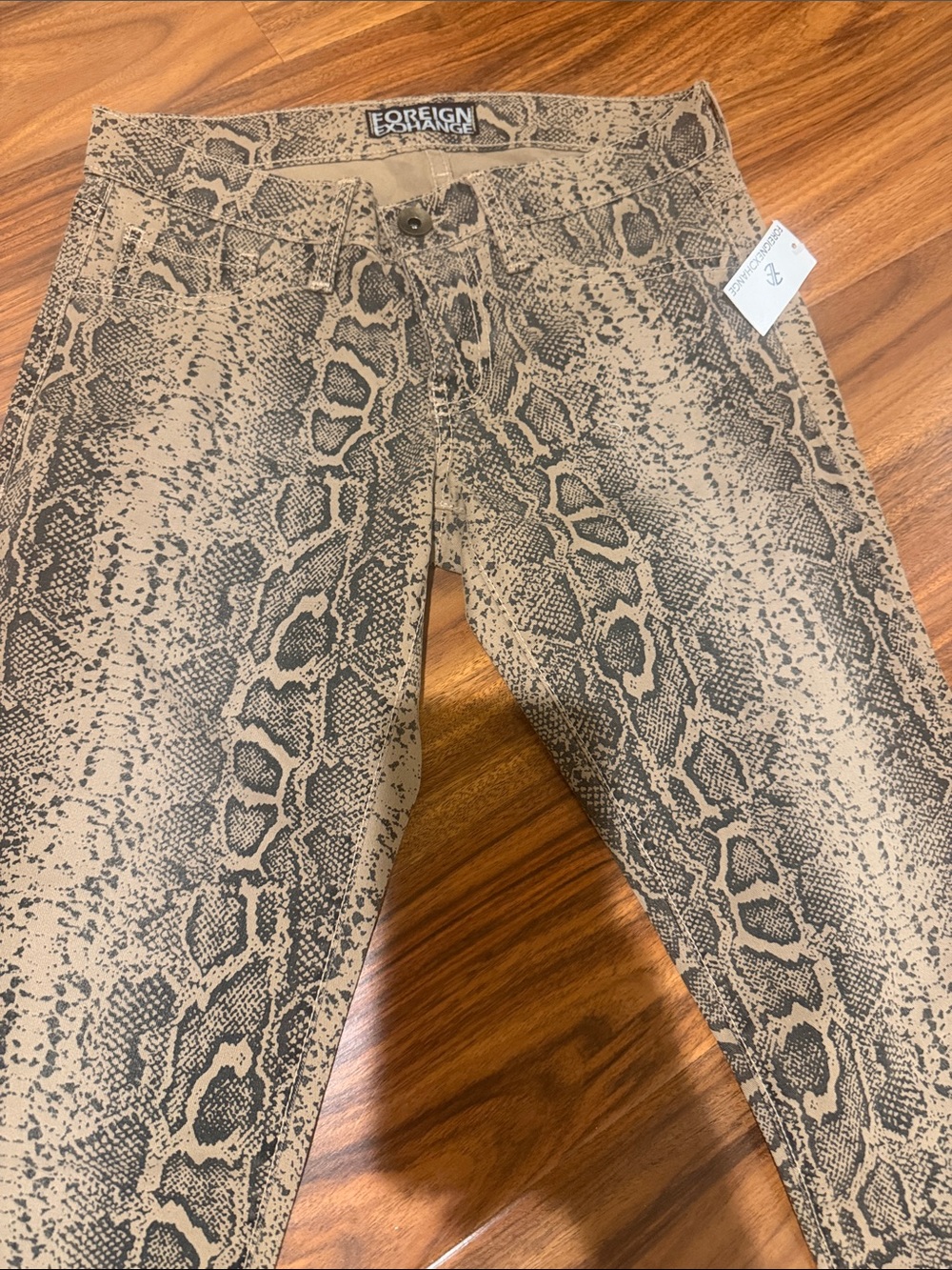 Foreign Exchange Brown Snake Print Skinny Pants